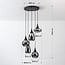 Loua 5-light pendant light - black with smoked glass