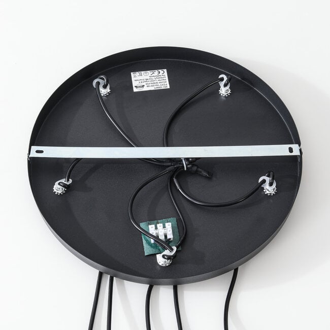 Loua 5-light pendant light - black with smoked glass