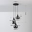 3-light pendant light Loua - black with smoked glass and mirror effect