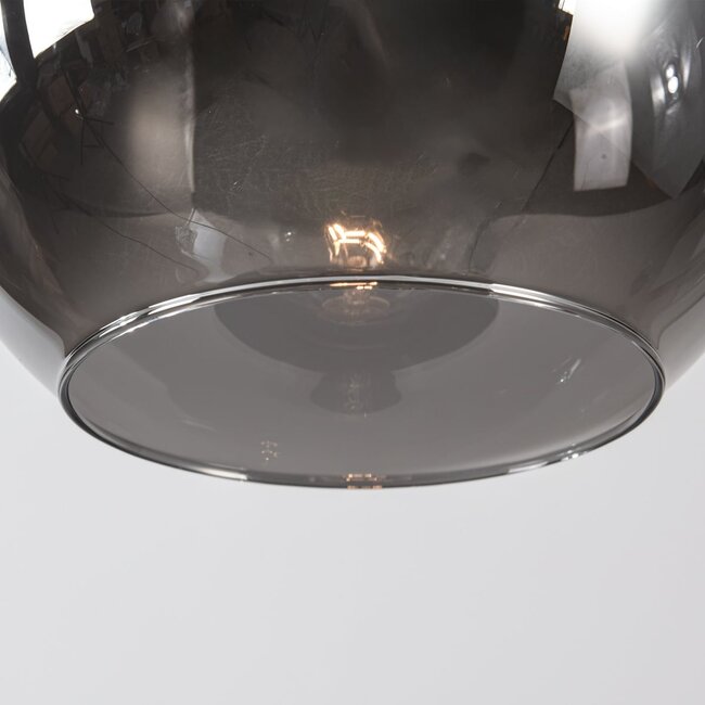 3-light pendant light Loua - black with smoked glass and mirror effect