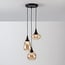 3-light pendant light Loua - black with amber glass