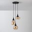3-light pendant light Loua - black with amber glass