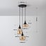 3-light pendant light Loua - black with amber glass