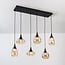 6-light pendant light Loic - black with amber glass