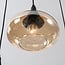 6-light pendant light Loic - black with amber glass