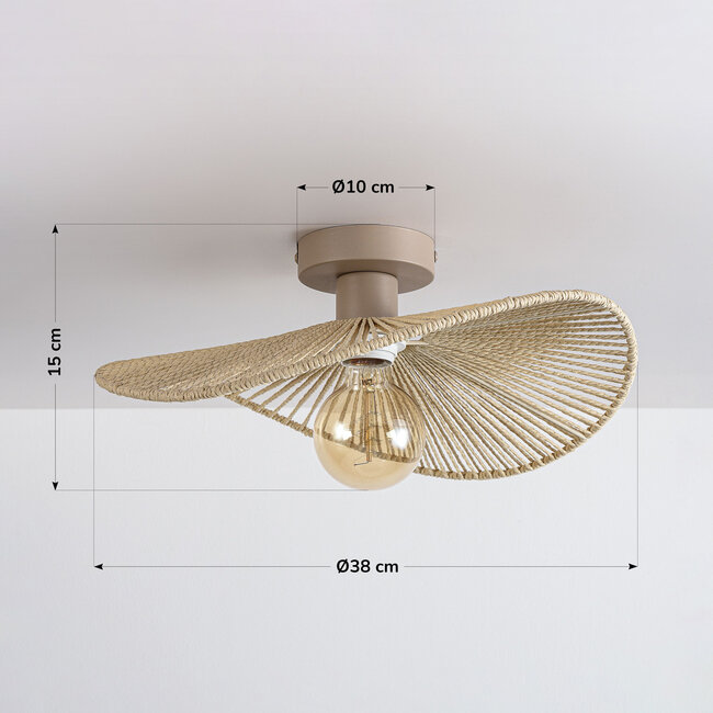 Ceiling light Roberta with hand-woven paper shade - beige