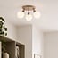 Ceiling lamp Zano with 3 adjustable spotlights in sand beige with opal-white glass