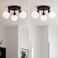 Ceiling lamp Zano with 3 adjustable spotlights in black with opal-white glass