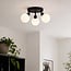 Ceiling lamp Zano with 3 adjustable spotlights in black with opal-white glass