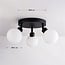 Ceiling lamp Zano with 3 adjustable spotlights in black with opal-white glass