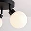 Ceiling lamp Zano with 3 adjustable spotlights in black with opal-white glass