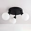Ceiling lamp Zano with 3 adjustable spotlights in black with opal-white glass