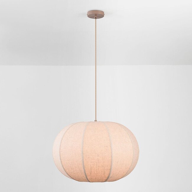 Pendant light Stefia with large beige linen shade - taupe