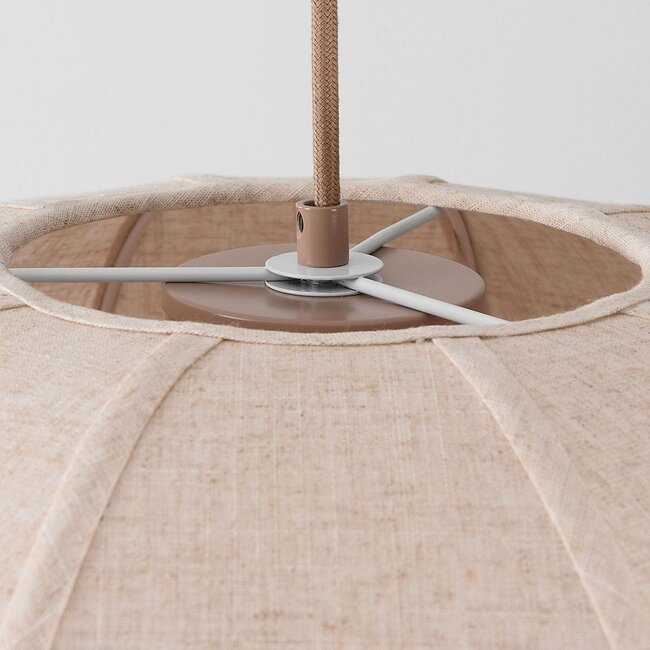 Pendant light Stefia with large beige linen shade - taupe