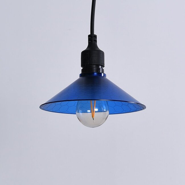 Shade for festoon bulbs in blue