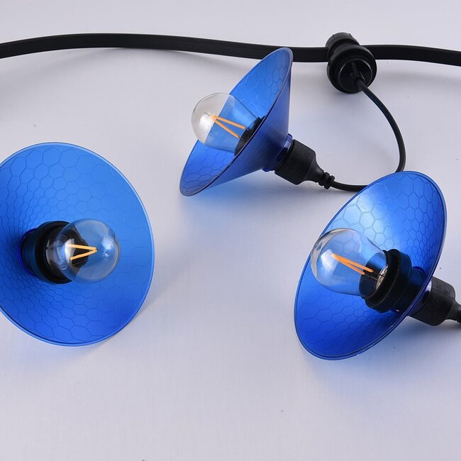 Shade for festoon bulbs in blue