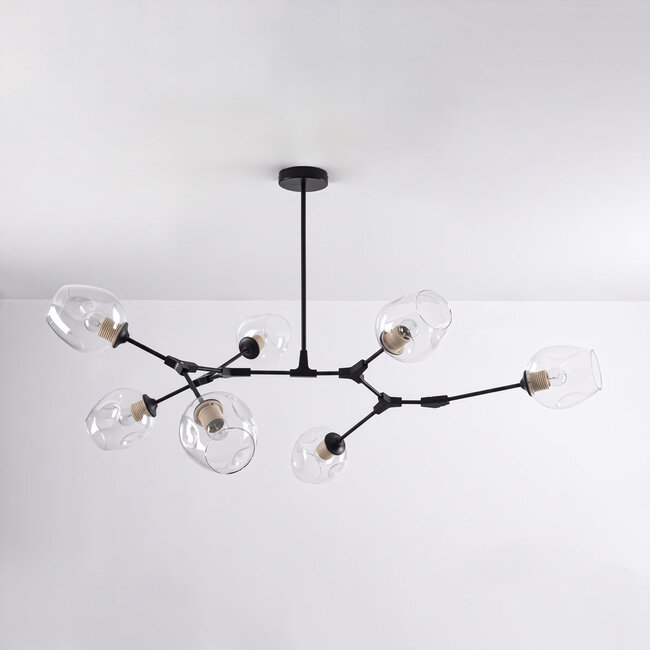 7-light pendant light Philip - clear glass and black