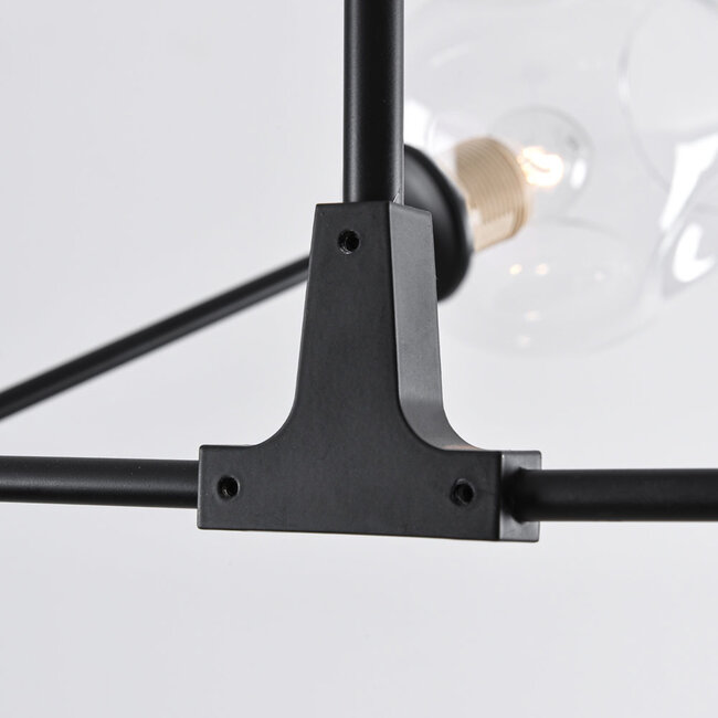 7-light pendant light Philip - clear glass and black