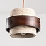 2-light pendant light Travé - travertine (natural stone) and wood