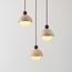 3-light pendant light Vara - travertine (natural stone) and opal white glass, round