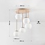 Ceiling lamp Carat in travertine (natural stone) with opal-white glass, 5-light in beige
