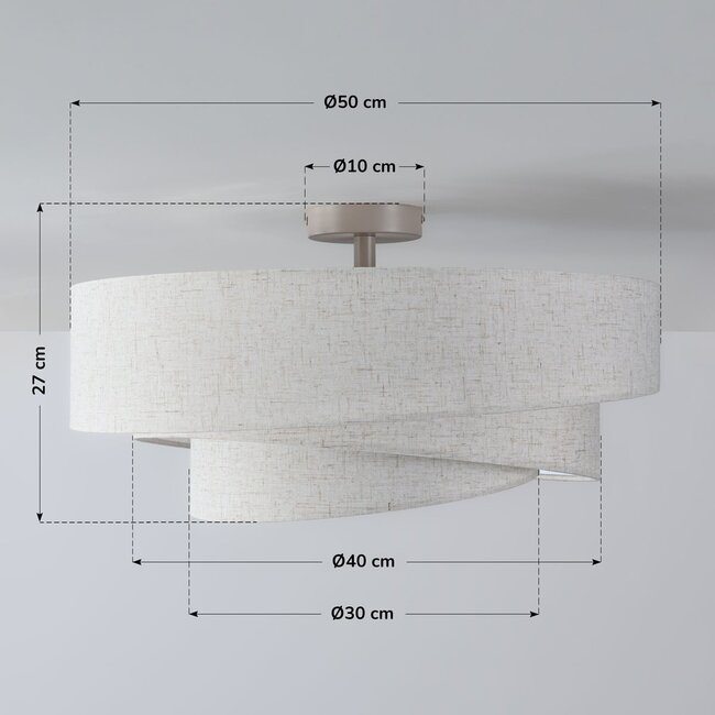 3-light ceiling light Neroi - beige with layered linen shades