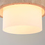Pendant light Yuki with travertine and opal white glass - beige
