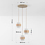 Sani pendant light with 3 shades made of travertine and opal white glass - beige