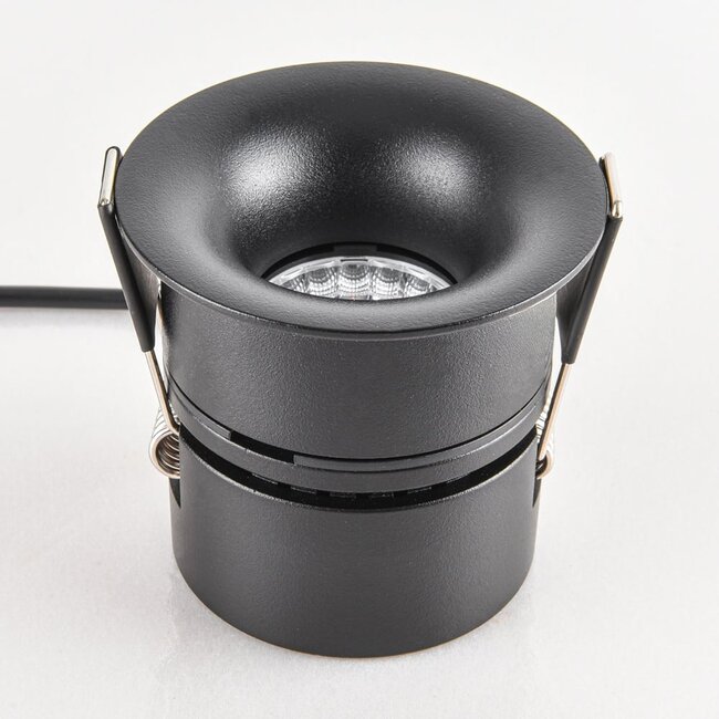 Meya 9W recessed spotlight with curved trim (style 2) in black