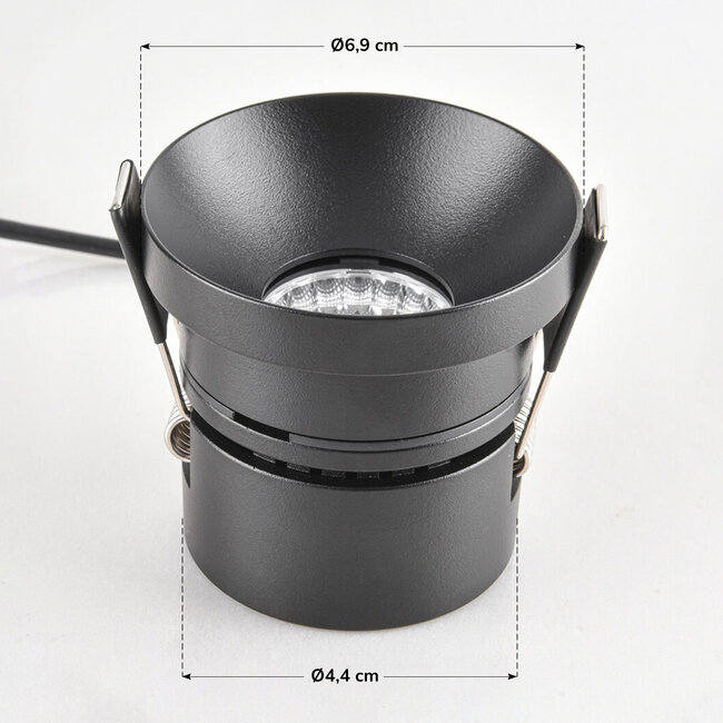 Meya 9W recessed spotlight with flat trim (style 1) in black