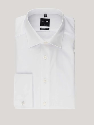 Olymp White Cotton Double Cuff Shirt Olymp White Cotton Double Cuff Shirt