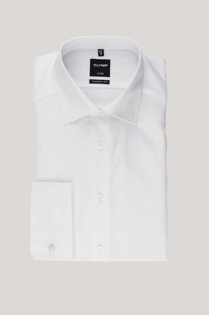 Olymp White Cotton Double Cuff Shirt