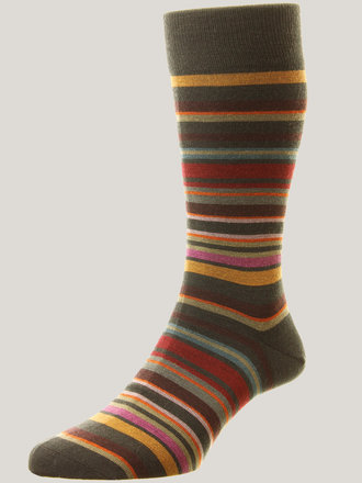 Pantherella Quakers Striped Merino Wool Socks