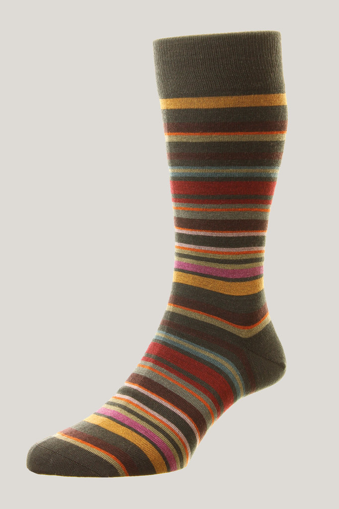 Pantherella Quakers Striped Merino Wool Socks