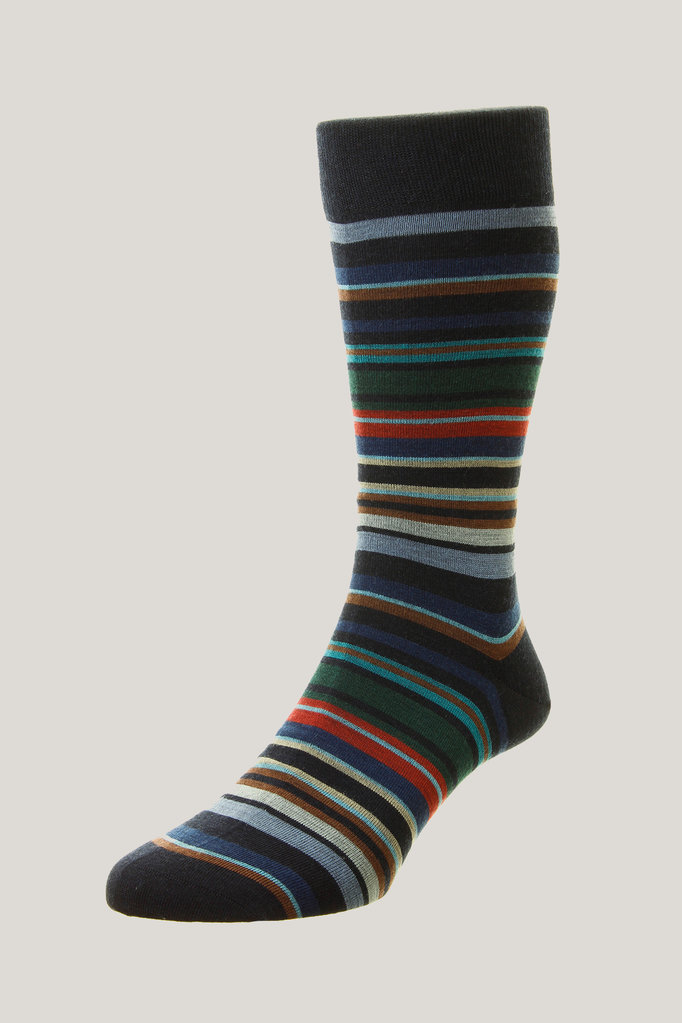 Pantherella Quakers Striped Merino Wool Socks