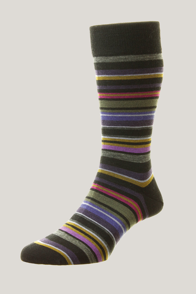 Pantherella Quakers Striped Merino Wool Socks