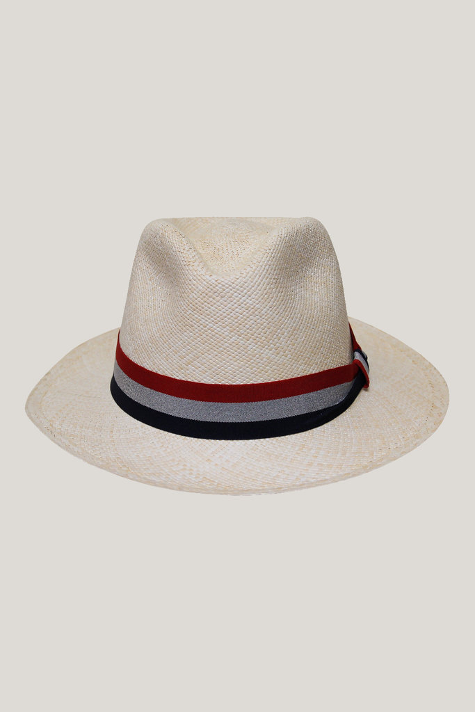 Borges & Scott Teardrop Brisa Fedora Panama Red/White/Blue Band