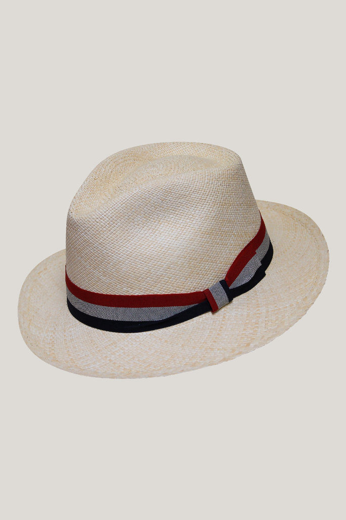 Borges & Scott Teardrop Brisa Fedora Panama Red/White/Blue Band