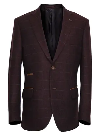 Mazzelli Wine, Khaki Overcheck Jacket Mazzelli Wine, Khaki Overcheck Jacket