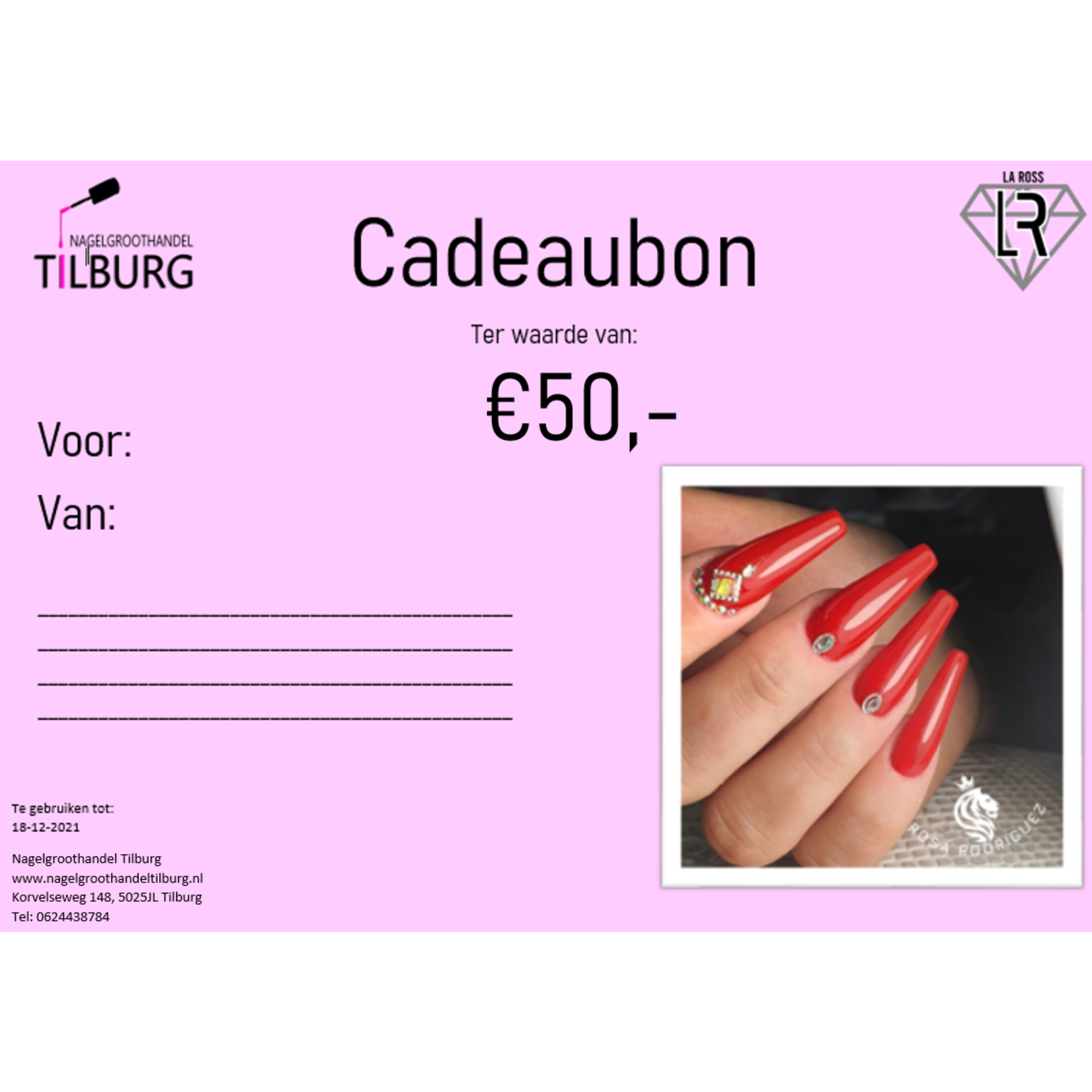 Nagelgroothandel Tilburg Cadeaubon - €50,-
