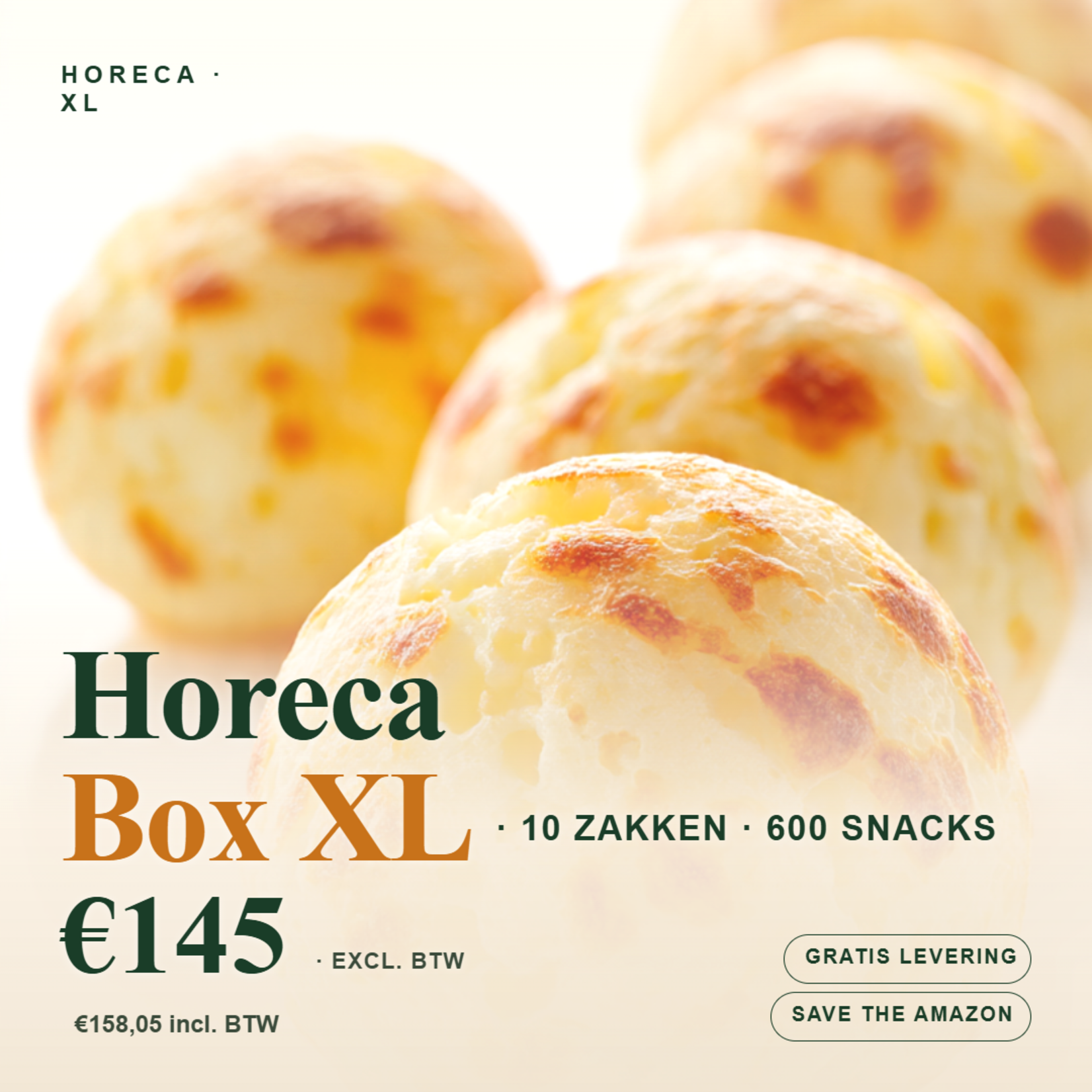 Horeca Box XL -  €145 excl. VAT - 600 Brazilian Snacks - Free Delivery