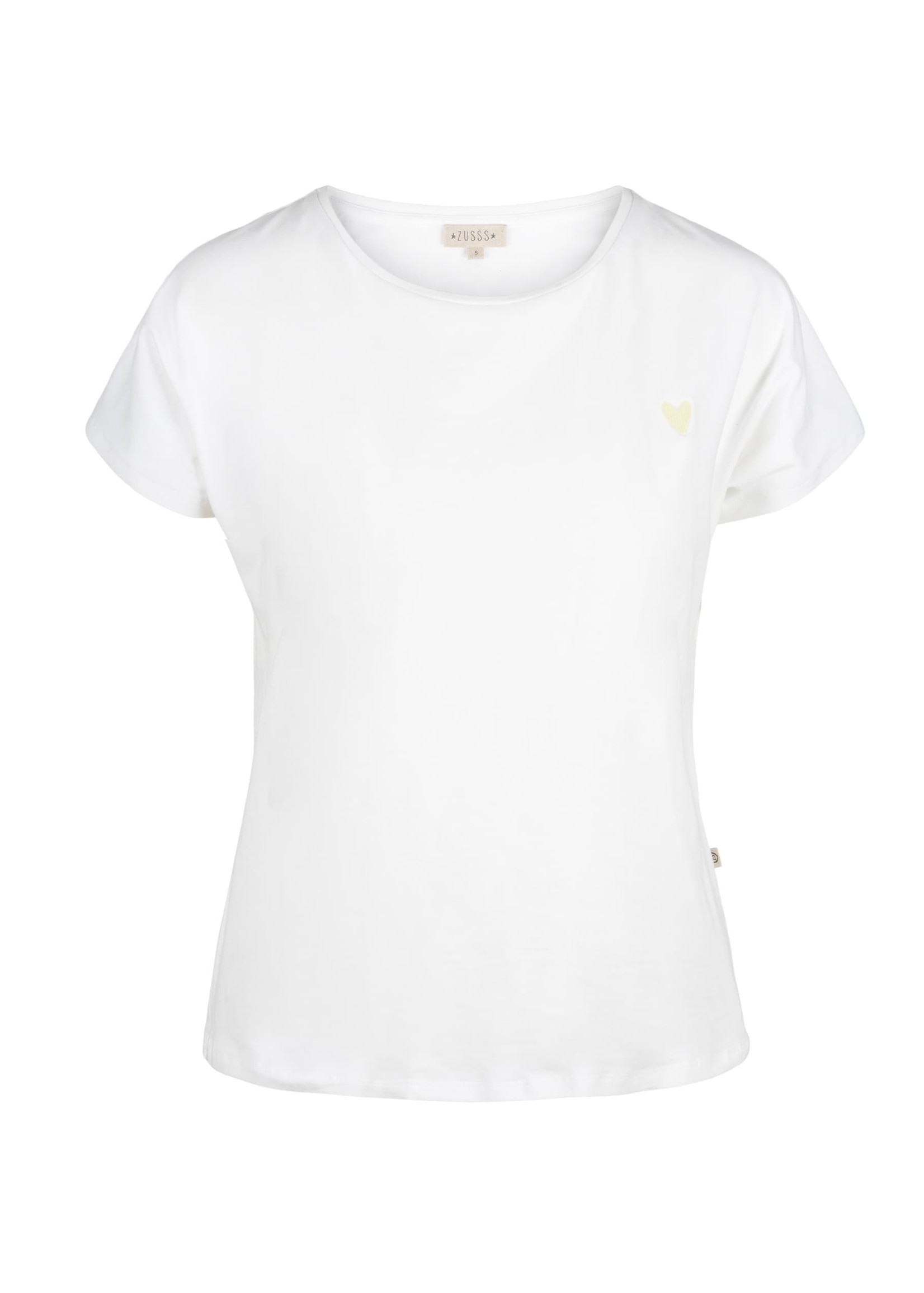 ZUSSS basic t-shirt met ronde hals hartje wit