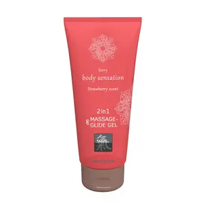 2 in 1 Massage en Glijmiddel gel Aardbei 200 ml