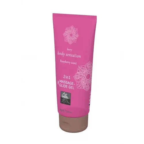 2 in 1 Massage and Lubricant gel Raspberry 200 ml