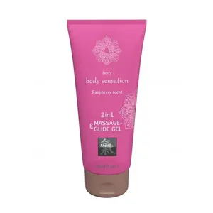 2 in 1 Massage and Lubricant gel Raspberry 200 ml