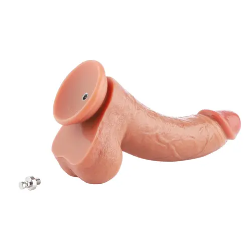 Realistic Dildo Curved Beige Attachment 23 cm KlicLok and Suction Cup
