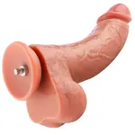 Realistic Dildo Curved Beige Attachment 23 cm KlicLok and Suction Cup