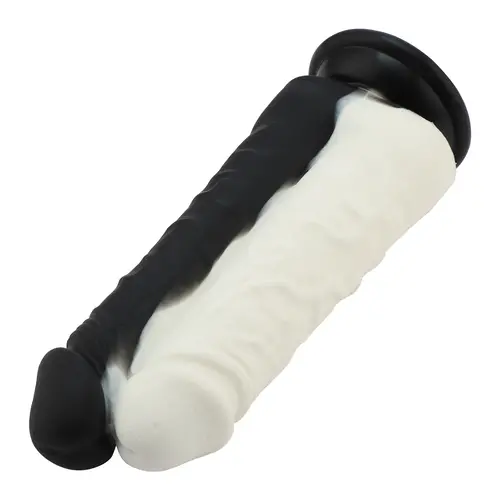 Dubbele Dildo Zwart Wit Opzetstuk 19 cm KlicLok®