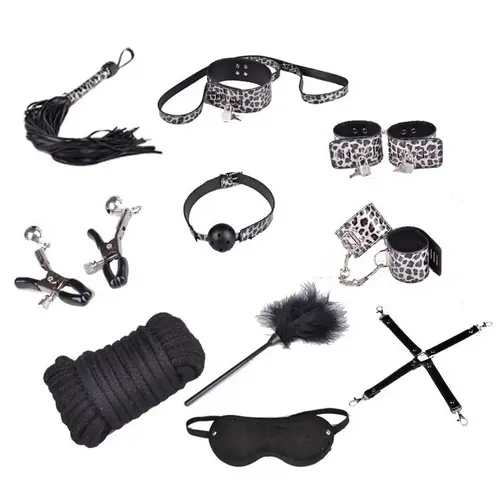 Kinky BDSM Bondage set - 10-piece - Panther print