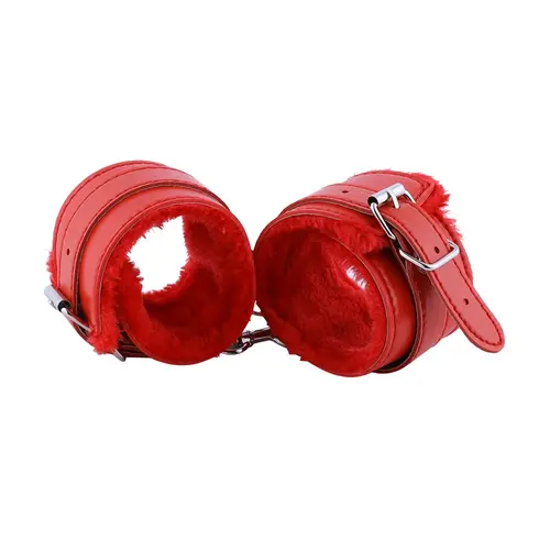 Padded handcuffs Bed cuffs with chain Red